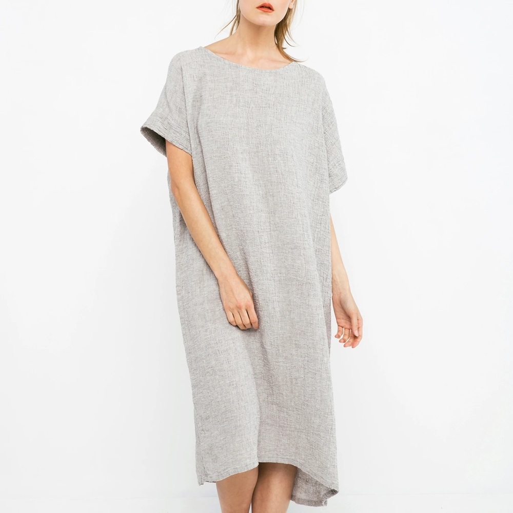 Elizabeth Suzann Georgia Midi Linen Gauze Smoke OS - Picture 2 of 3
